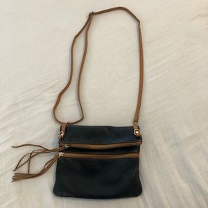 Foldover Leather Crossbody Bag